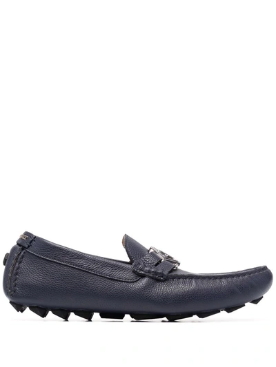 Philipp Plein Logo Moccasin Loafers In Blau