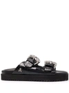 Philipp Plein Cocco Leather Sandals In Schwarz