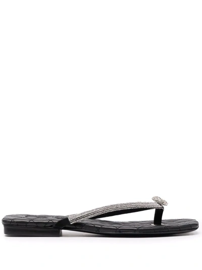 Philipp Plein Crystal Skull Flip Flops In Schwarz