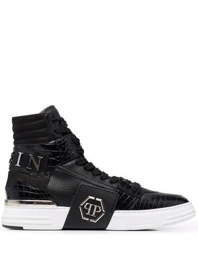 Philipp Plein Hi - Top Tm Leather High-top Sneakers In Black