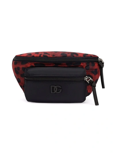 Dolce & Gabbana Leopard Print Belt Bag In Schwarz