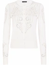 DOLCE & GABBANA OPENWORK-EMBROIDERY SILK CARDIGAN