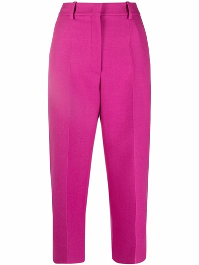 Valentino Fuchsia Wool And Silk Cropped Trousers In Pink