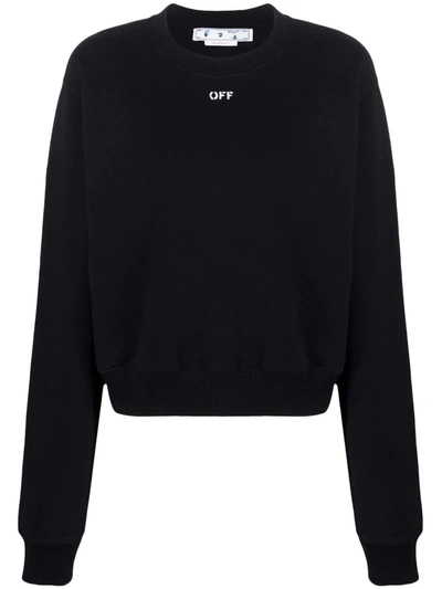 Off-white Off-stamp Cropped Sweatshirt In Black