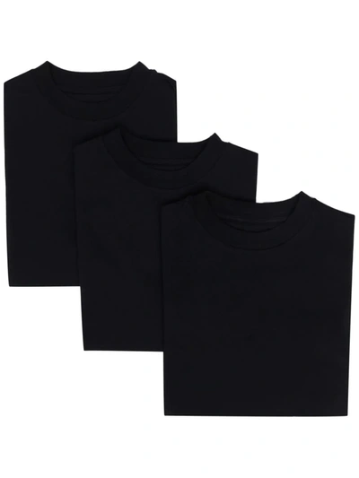 Jil Sander Three-pack Organic-cotton T-shirts In Negro