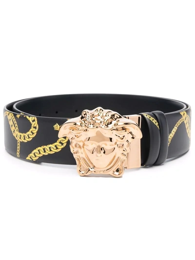 Versace Medusa-buckle Belt In Schwarz