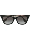 Burberry Eyewear Elsa Vintage-check Sunglasses In Black