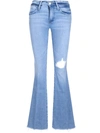 FRAME FRAME DISTRESSED HIGH WAISTED FLARED JEANS