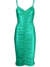 Alexander Wang Ruched Bodycon Midi-dress In Green