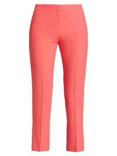 Alexander Mcqueen Leaf Crepe Cigarette Trousers In Coral