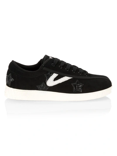 Tretorn A-nyliteca Canvas Retro Tennis Sneakers In Black/white