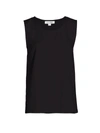 Caroline Rose Plus Size Crepe Suzette Longer Tank With Side Slits In Black