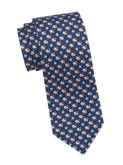 Ferragamo Ore Silk Tie In Marine Blue