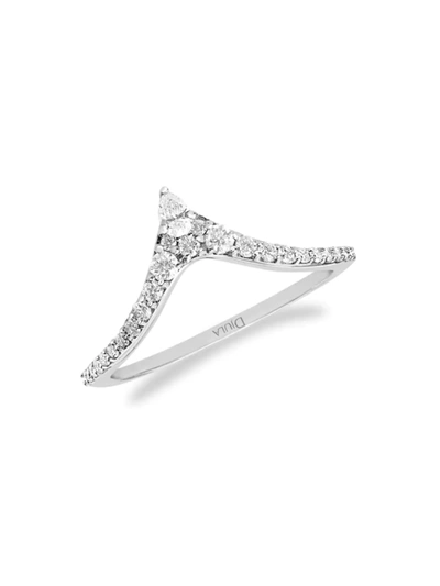 Djula Women's Splendide 18k White Gold & Diamond V Ring