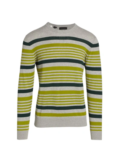 Saks Fifth Avenue Collection Striped Crewneck Sweater In Green