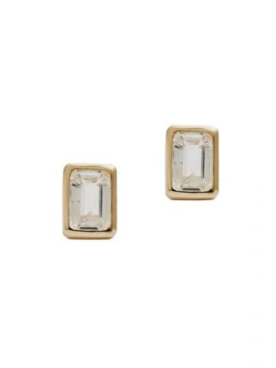 Loren Stewart Women's 14k Gold & White Topaz Emerald-cut Stud Earrings