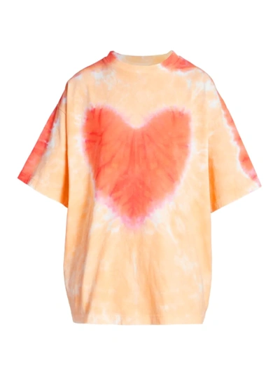 Acne Studios Edra Coeur Tie-dye Cotton-jersey T-shirt In Orange/coral