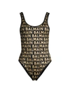 Balmain Olimpionic Scoop-back Tank One-piece Swimsuit In Black Gold