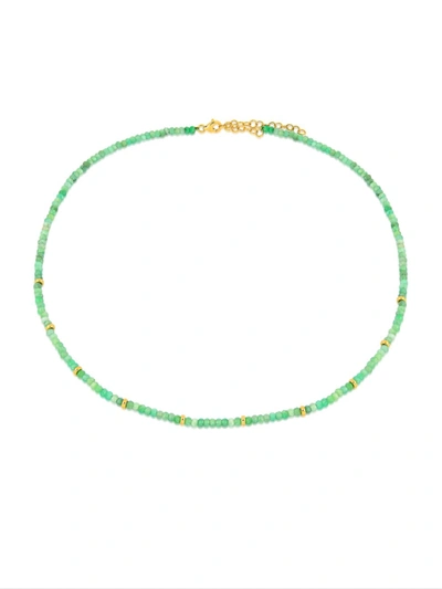Ef Collection 14k Yellow Gold & Tourmaline Beaded Necklace In Blue Sapphire