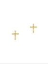 Ef Collection Women's 14k Yellow Gold & Diamond Cross Stud Earring