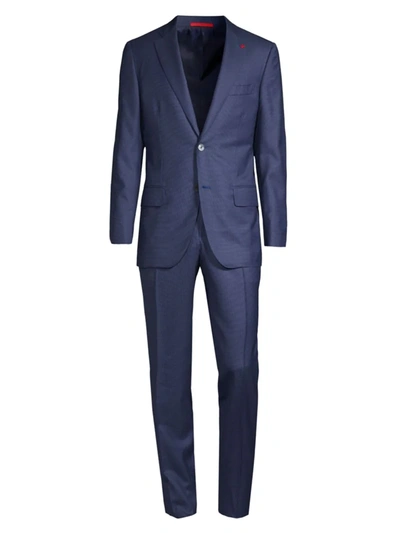 Isaia Sanita Wool Two-button Suit In Navy