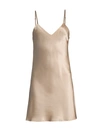 Ginia V-neck Silk Chemise In Mink