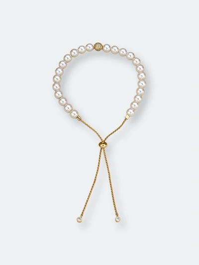 Ettika Adjustable Pearl Bracelet In Gold