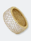 Ettika Cubic Zirconia & 18k Gold Plated Thick Band Ring