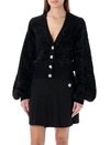 GANNI SPARKLE KNIT PUFF SLEEVE CARDIGAN