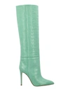 Paris Texas 105mm Croc Embossed Leather Tall Boots In Wasabi