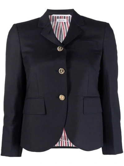 Thom Browne Cropped Single-breasted Blazer In Blue