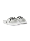 DOLCE & GABBANA LOGO-PRINT LEATHER SLIDES