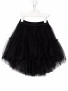 Monnalisa Kids' Waistband-logo Tulle Skirt In Black