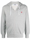 Comme Des Garçons Play Heart Patch Zip-up Hoodie In Grey