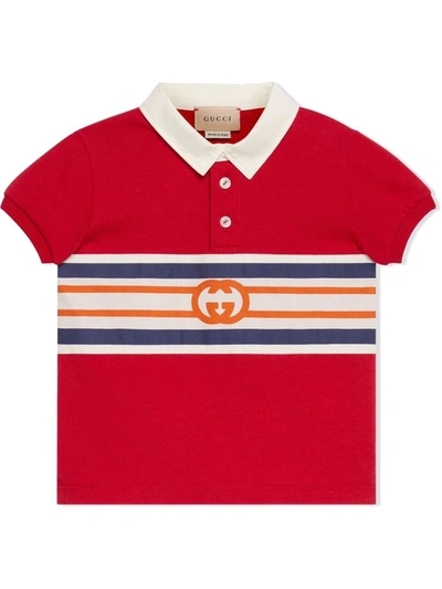 Gucci Babies' Stripe Detail Polo Shirt In Red