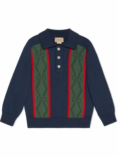 Gucci Kids' Stripe Detail Jumper In Blue