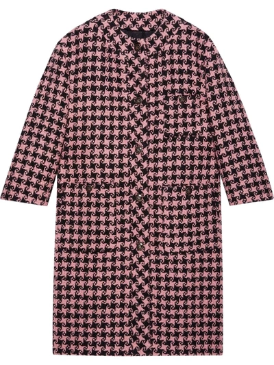 Gucci Houndstooth Wool Coat In Multi
