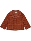 Gucci Houndstooth-pattern Single-breasted Jacket In Orange