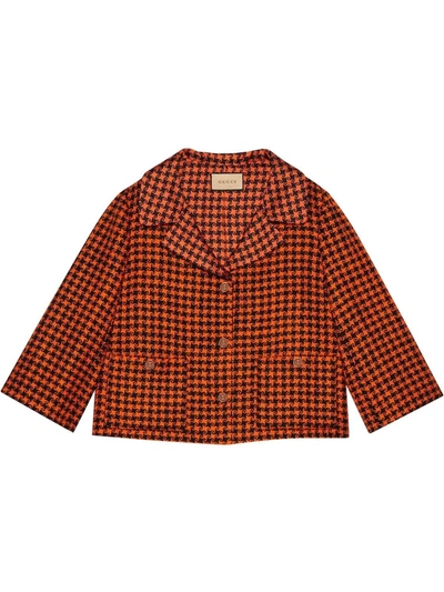 Gucci Houndstooth-pattern Single-breasted Jacket In Orange