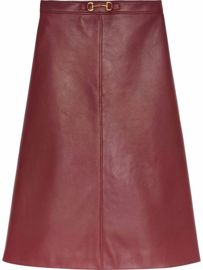 Gucci Horsebit-detail A-line Skirt In Red