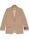Gucci Single-breasted Gabardine Jacket In Brown