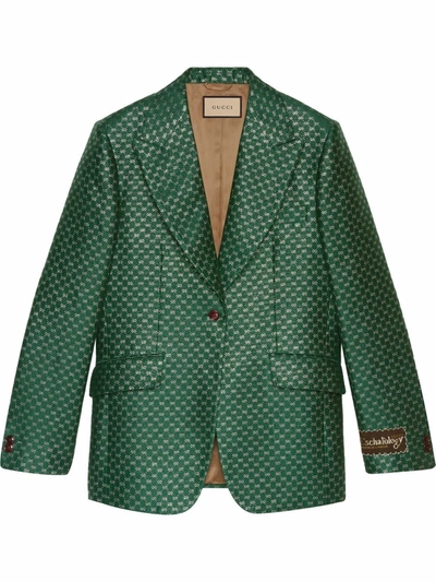 Gucci Mini-gg Single-breasted Blazer In Green