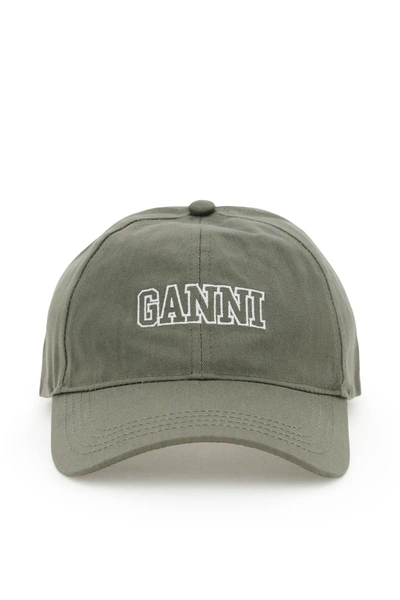 Ganni Khaki Organic Cotton Software Cap In Kalamata