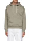 NIKE SWOOSH EMBROIDERED COTTON BLEND DRAWSTRING HOODIE