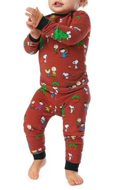 Bedhead Pajamas Babies' Peanuts® Fitted Two-piece Pajamas In Peanuts Holiday Party