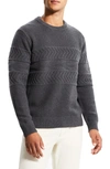 Theory Jimmy Montano Wool & Cashmere Textured Geo Stripe Relaxed Fit Crewneck Sweater In Pestle Multi