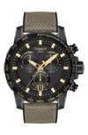 Tissot T-sport Supersport Giro Chronograph Interchangeable Strap Watch, 45.5mm In Black/ Khaki