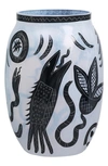 Kosta Boda Caramba Vase In White/ Black
