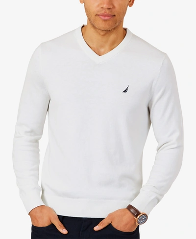 Nautica Men's Navtech Performance Classic-fit Soft V-neck Sweater In Marshmallow White