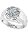 Effy Collection Effy Men's White Sapphire Octagon Cluster Ring (1/2 Ct. T.w.) In Sterling Silver In Sterling Silver